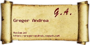 Greger Andrea névjegykártya